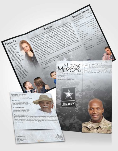 Obituary Funeral Template Gatefold Memorial Brochure Freedom Army Duty
