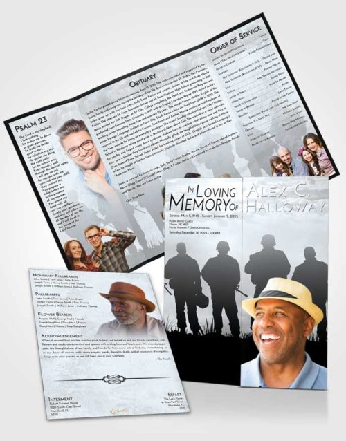 Obituary Funeral Template Gatefold Memorial Brochure Freedom Army Faith