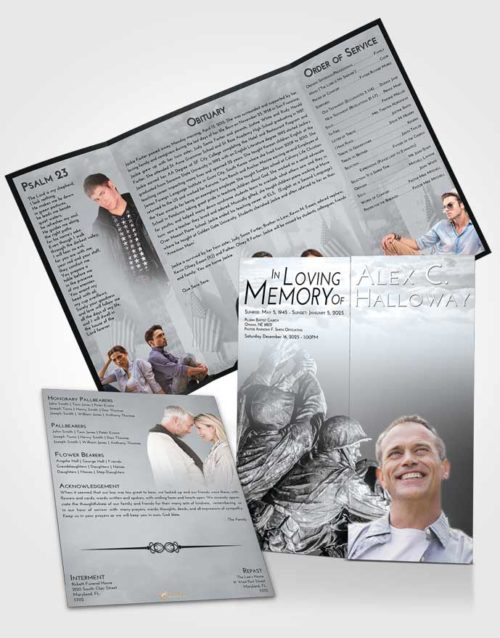Obituary Funeral Template Gatefold Memorial Brochure Freedom Army Grit