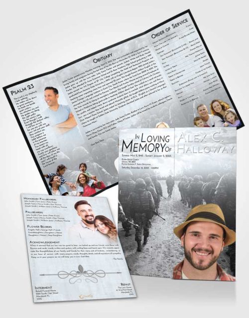 Obituary Funeral Template Gatefold Memorial Brochure Freedom Army March