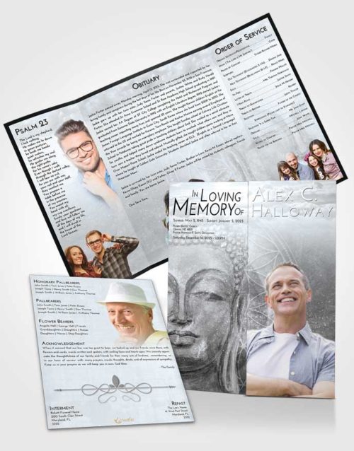 Obituary Funeral Template Gatefold Memorial Brochure Freedom Buddha Praise