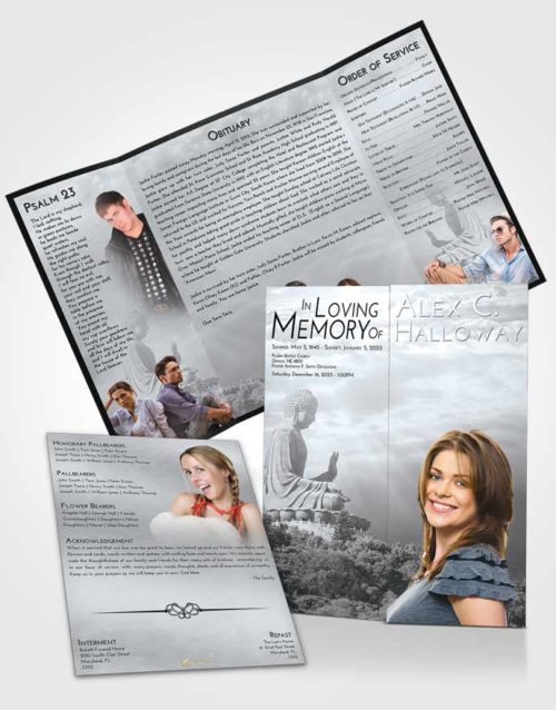 Obituary Funeral Template Gatefold Memorial Brochure Freedom Buddha Surprise