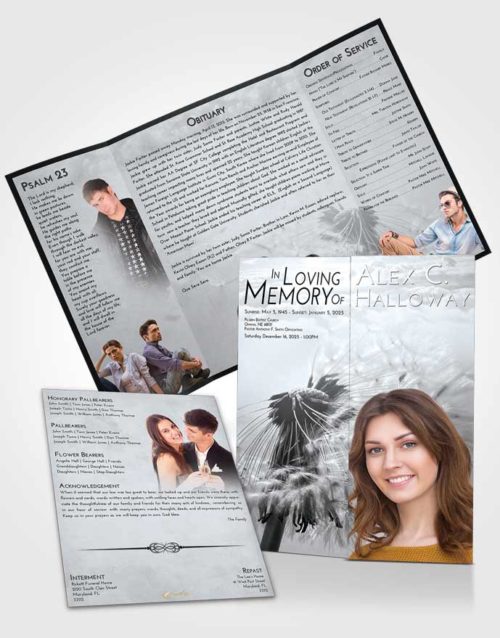 Obituary Funeral Template Gatefold Memorial Brochure Freedom Dandelion Dream