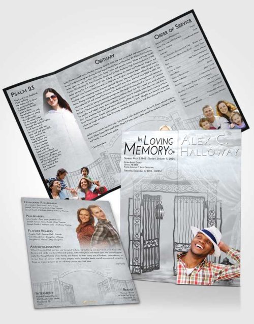 Obituary Funeral Template Gatefold Memorial Brochure Freedom Dreamy Gates to Heaven