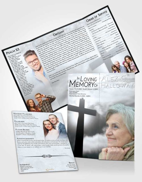 Obituary Funeral Template Gatefold Memorial Brochure Freedom Faith in the Cross