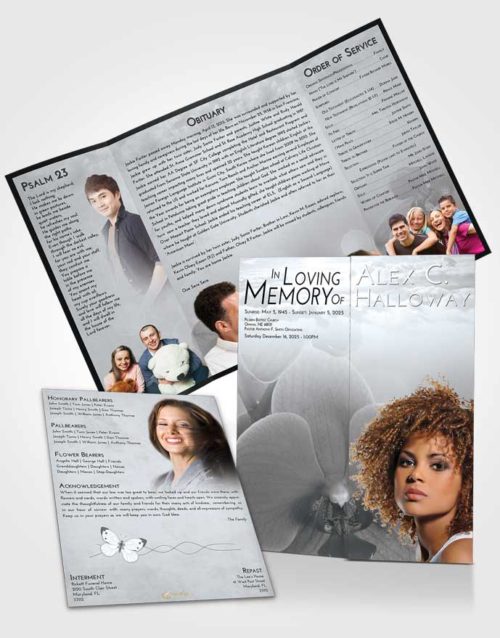 Obituary Funeral Template Gatefold Memorial Brochure Freedom Floral Love