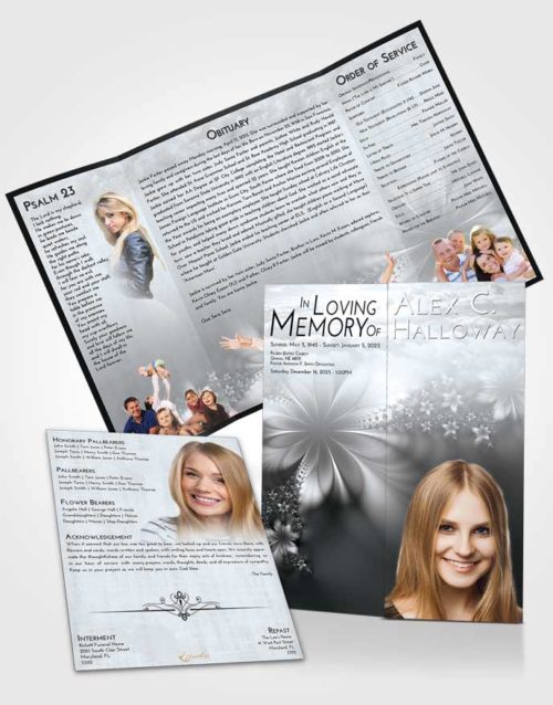 Obituary Funeral Template Gatefold Memorial Brochure Freedom Floral Lust