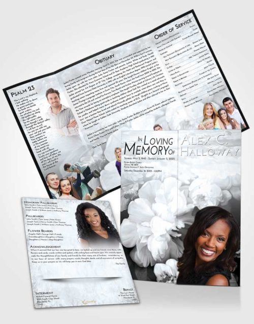 Obituary Funeral Template Gatefold Memorial Brochure Freedom Floral Mist