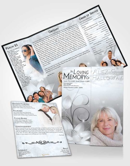 Obituary Funeral Template Gatefold Memorial Brochure Freedom Floral Peace