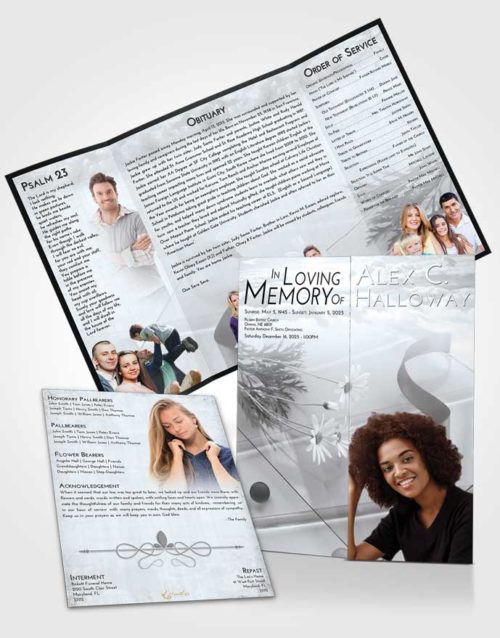 Obituary Funeral Template Gatefold Memorial Brochure Freedom Floral Style