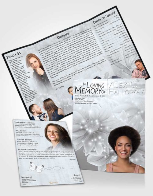 Obituary Funeral Template Gatefold Memorial Brochure Freedom Floral Summer