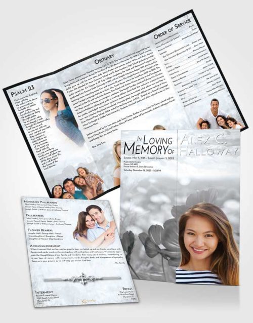 Obituary Funeral Template Gatefold Memorial Brochure Freedom Floral Whispers