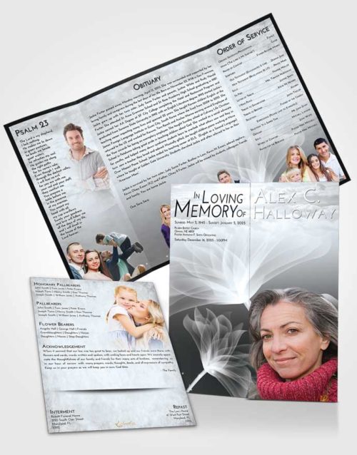 Obituary Funeral Template Gatefold Memorial Brochure Freedom Flower Peace