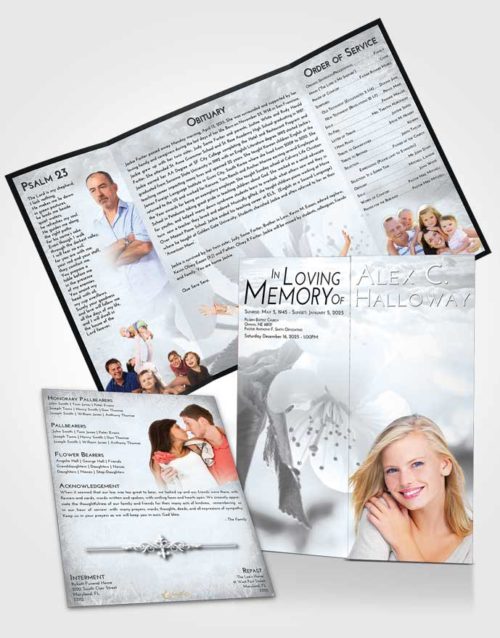 Obituary Funeral Template Gatefold Memorial Brochure Freedom Flower of the Plume