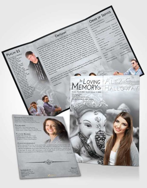 Obituary Funeral Template Gatefold Memorial Brochure Freedom Ganesha Desire
