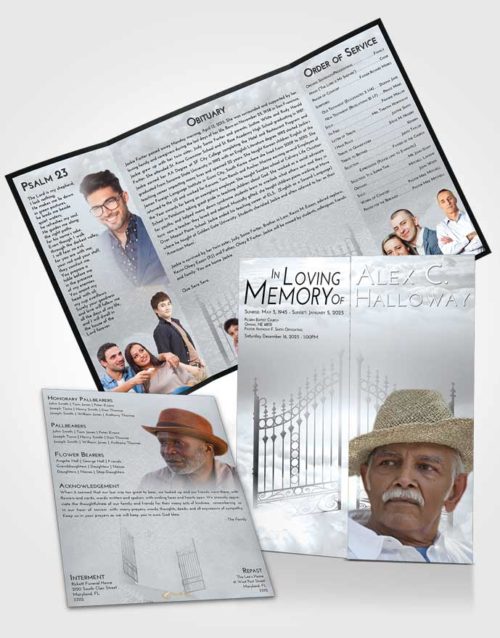 Obituary Funeral Template Gatefold Memorial Brochure Freedom Gates to Heaven
