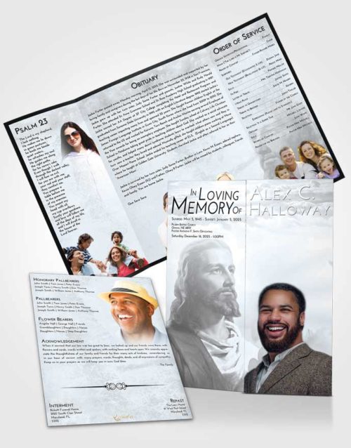 Obituary Funeral Template Gatefold Memorial Brochure Freedom Gaze of Jesus
