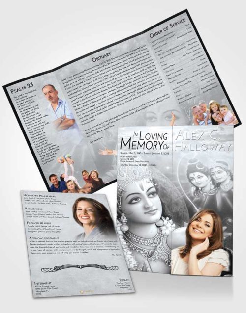 Obituary Funeral Template Gatefold Memorial Brochure Freedom Hindu Majesty