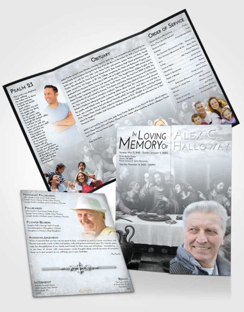 Obituary Funeral Template Gatefold Memorial Brochure Freedom Jesus Last Supper