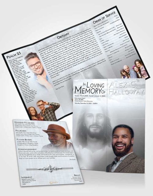 Obituary Funeral Template Gatefold Memorial Brochure Freedom Jesus in Heaven