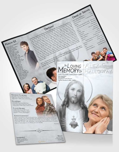 Obituary Funeral Template Gatefold Memorial Brochure Freedom Jesus our Lord