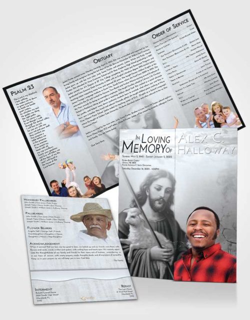Obituary Funeral Template Gatefold Memorial Brochure Freedom Jesus the Savior