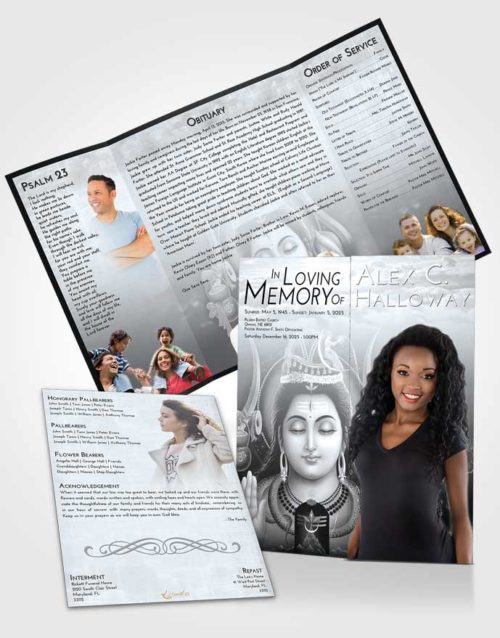 Obituary Funeral Template Gatefold Memorial Brochure Freedom Lord Shiva Dignity