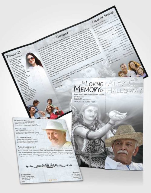 Obituary Funeral Template Gatefold Memorial Brochure Freedom Lord Shiva Excellence