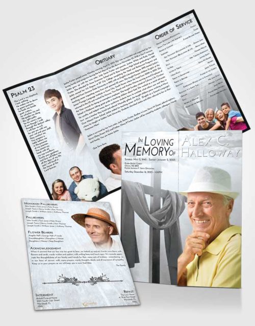 Obituary Funeral Template Gatefold Memorial Brochure Freedom Loving Cross