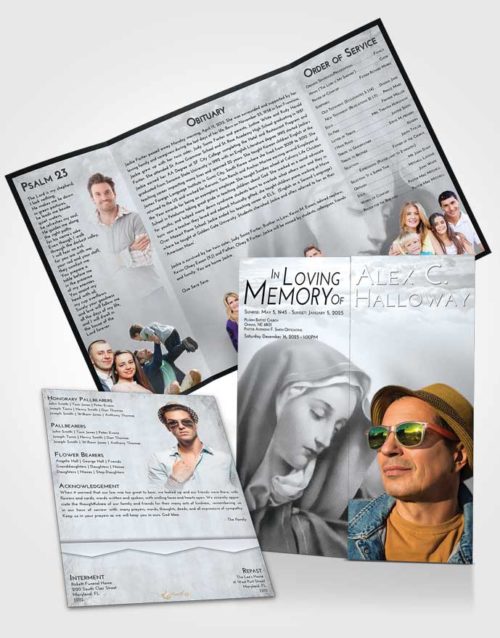 Obituary Funeral Template Gatefold Memorial Brochure Freedom Mary Mother in Heaven