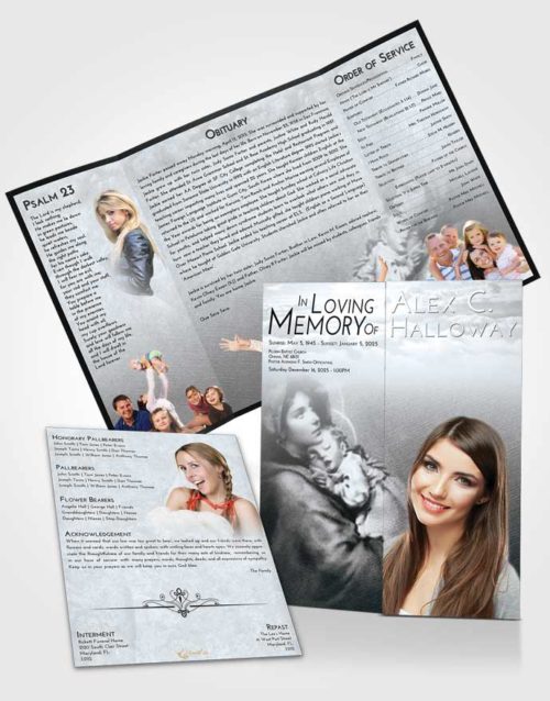 Obituary Funeral Template Gatefold Memorial Brochure Freedom Mary and Jesus