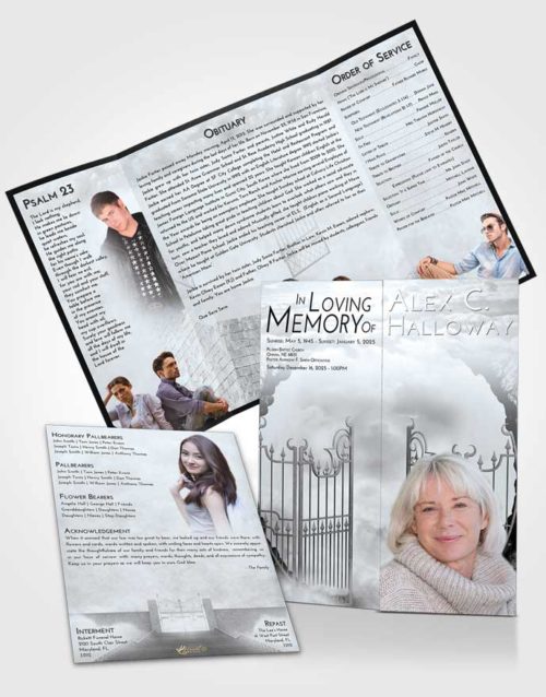 Obituary Funeral Template Gatefold Memorial Brochure Freedom Mystical Gates of Heaven