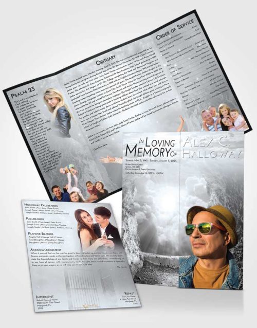 Obituary Funeral Template Gatefold Memorial Brochure Freedom Rocky Gates to Heaven