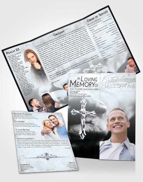 Obituary Funeral Template Gatefold Memorial Brochure Freedom Rosary Life