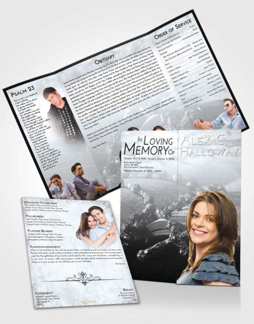 Obituary Funeral Template Gatefold Memorial Brochure Freedom Rosary Prayer