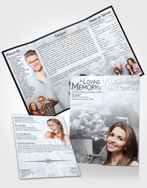 Obituary Funeral Template Gatefold Memorial Brochure Freedom Rose Love