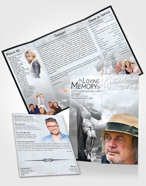 Obituary Funeral Template Gatefold Memorial Brochure Freedom Spiritual Cross