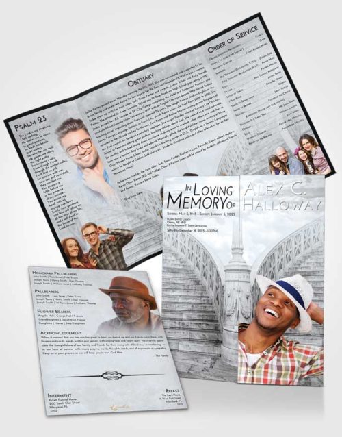 Obituary Funeral Template Gatefold Memorial Brochure Freedom Stairway of Love