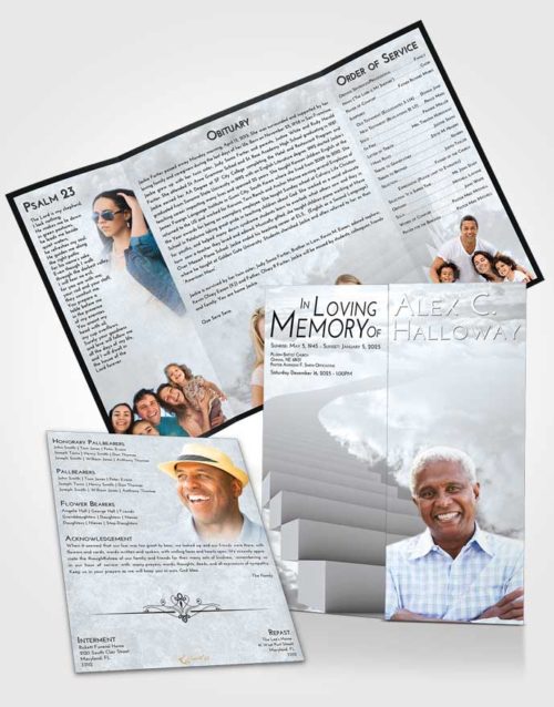 Obituary Funeral Template Gatefold Memorial Brochure Freedom Stairway to Divinity