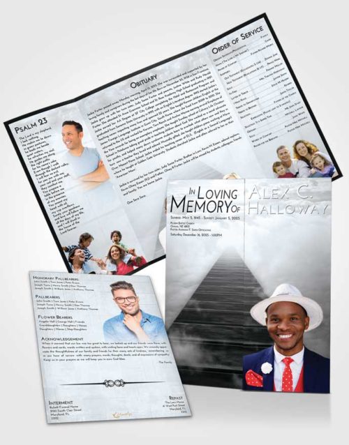 Obituary Funeral Template Gatefold Memorial Brochure Freedom Stairway to Eternity