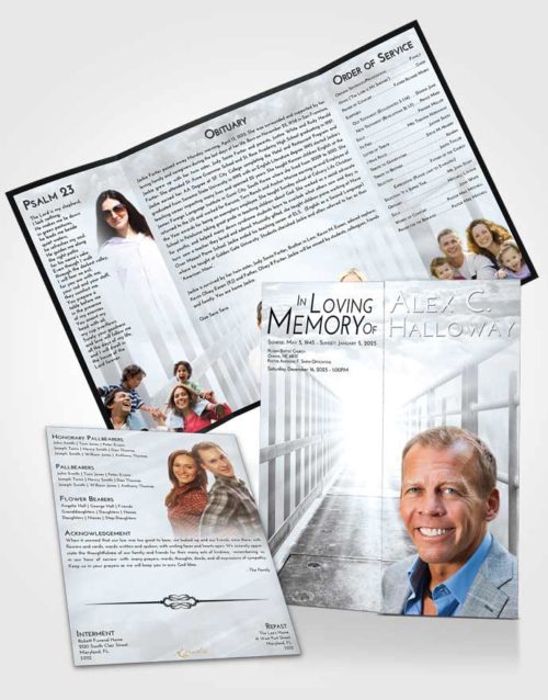 Obituary Funeral Template Gatefold Memorial Brochure Freedom Stairway to Faith