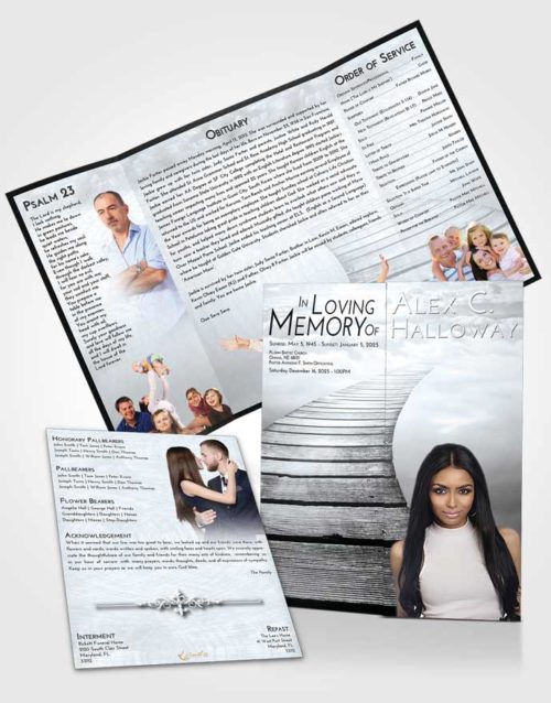 Obituary Funeral Template Gatefold Memorial Brochure Freedom Stairway to Life