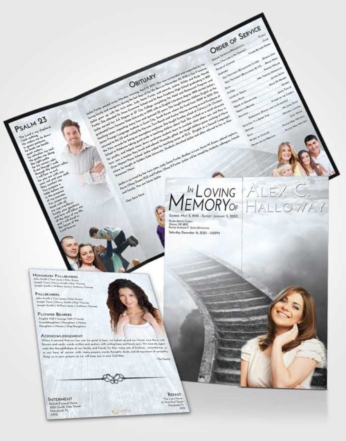 Obituary Funeral Template Gatefold Memorial Brochure Freedom Stairway to Magnificence