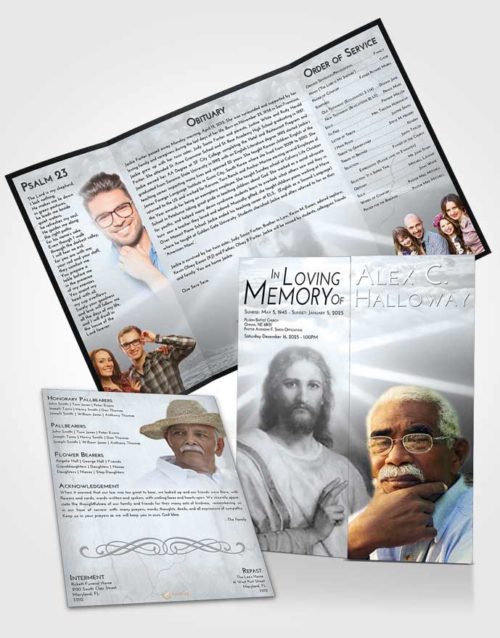 Obituary Funeral Template Gatefold Memorial Brochure Freedom Star of Jesus