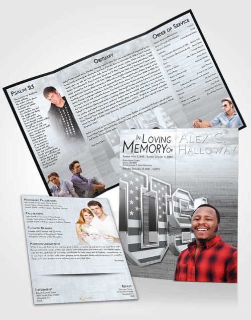 Obituary Funeral Template Gatefold Memorial Brochure Freedom USA