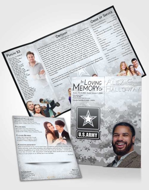 Obituary Funeral Template Gatefold Memorial Brochure Freedom United States Army