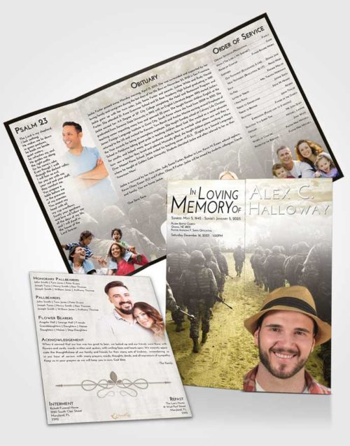 Obituary Funeral Template Gatefold Memorial Brochure Harmony Army March