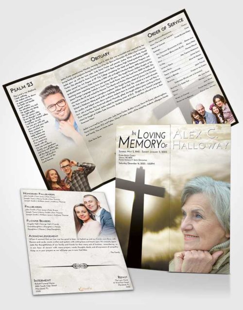 Obituary Funeral Template Gatefold Memorial Brochure Harmony Faith in the Cross