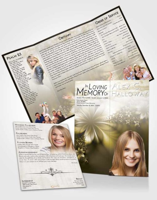 Obituary Funeral Template Gatefold Memorial Brochure Harmony Floral Lust