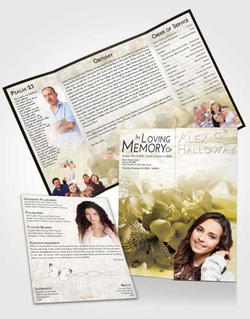 Obituary Funeral Template Gatefold Memorial Brochure Harmony Floral Magic